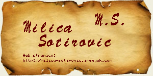 Milica Sotirović vizit kartica